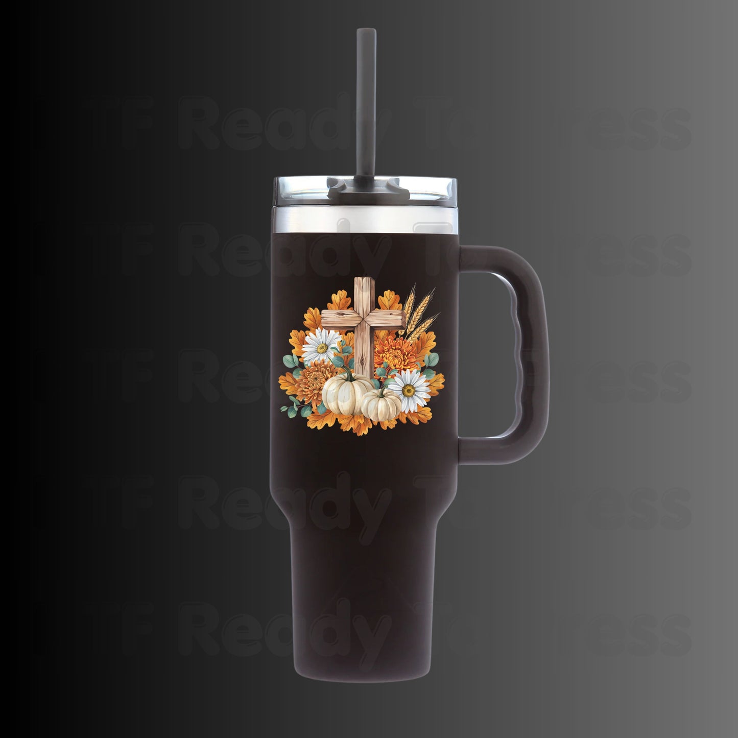 Autumn Floral Wooden Cross DTF Transfer Ready to Press Thanksgiving Pumpkin UV DTF Sticker Christian Fall Harvest Mums & Wheat Heat Transfer for Shirts