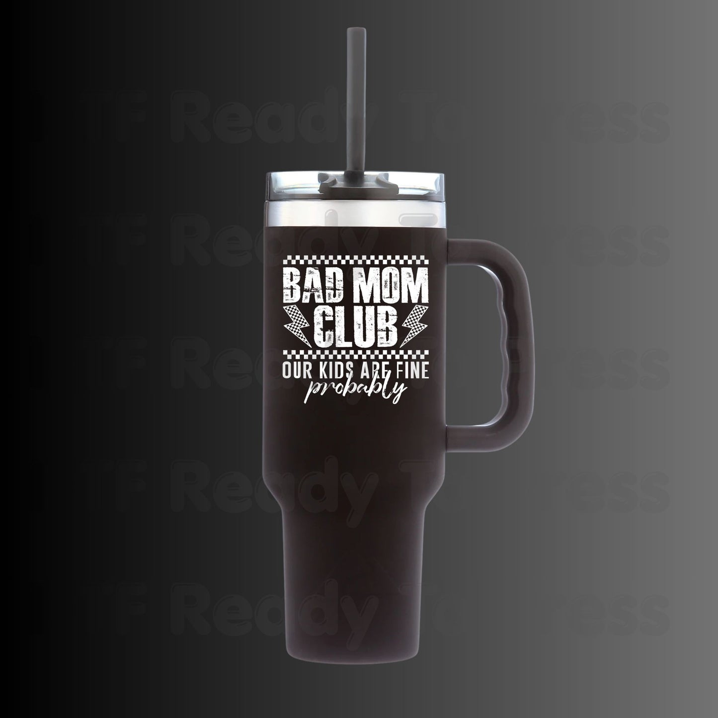 Bad Mom Club DTF Transfer Ready to Press Our Kids Are Fine Probably Retro Checkered Lightning Bolt Heat Transfer for Shirts Funny Mom UV Sticker Prints