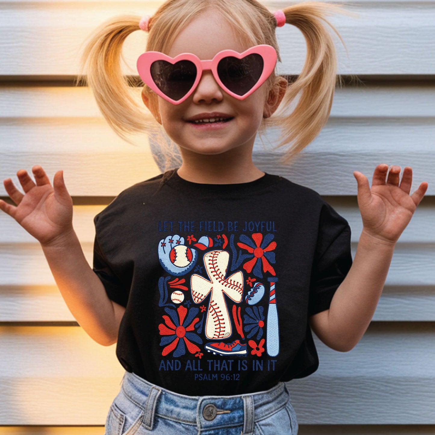Baseball Cross Psalm 96:12 Youth Shirts Let The Field Be Joyful Sweatshirt