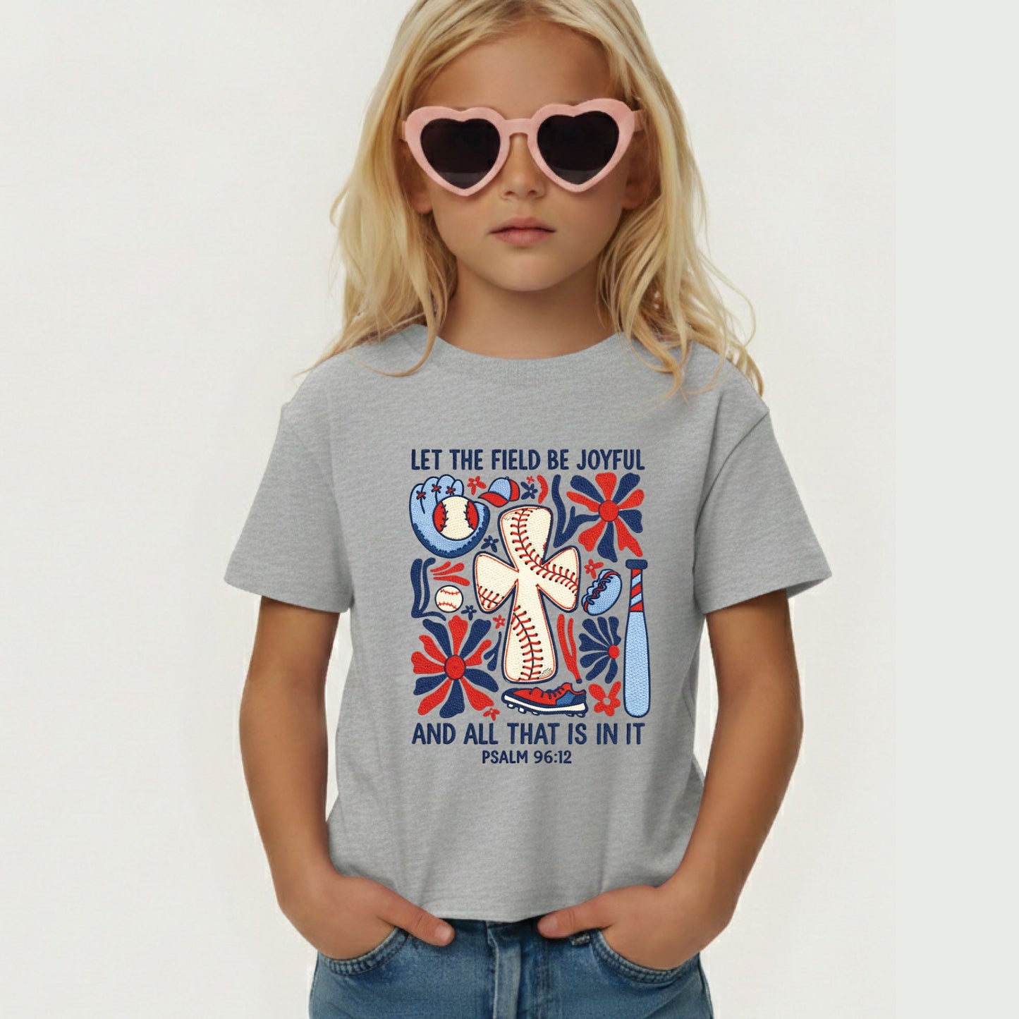 Baseball Cross Psalm 96:12 Youth Shirts Let The Field Be Joyful Sweatshirt