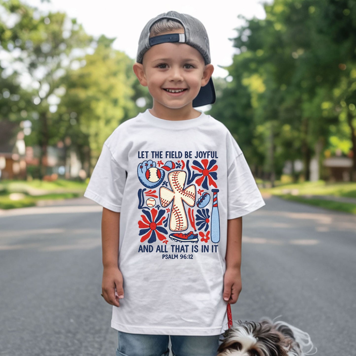 Baseball Cross Psalm 96:12 Youth Shirts Let The Field Be Joyful Sweatshirt