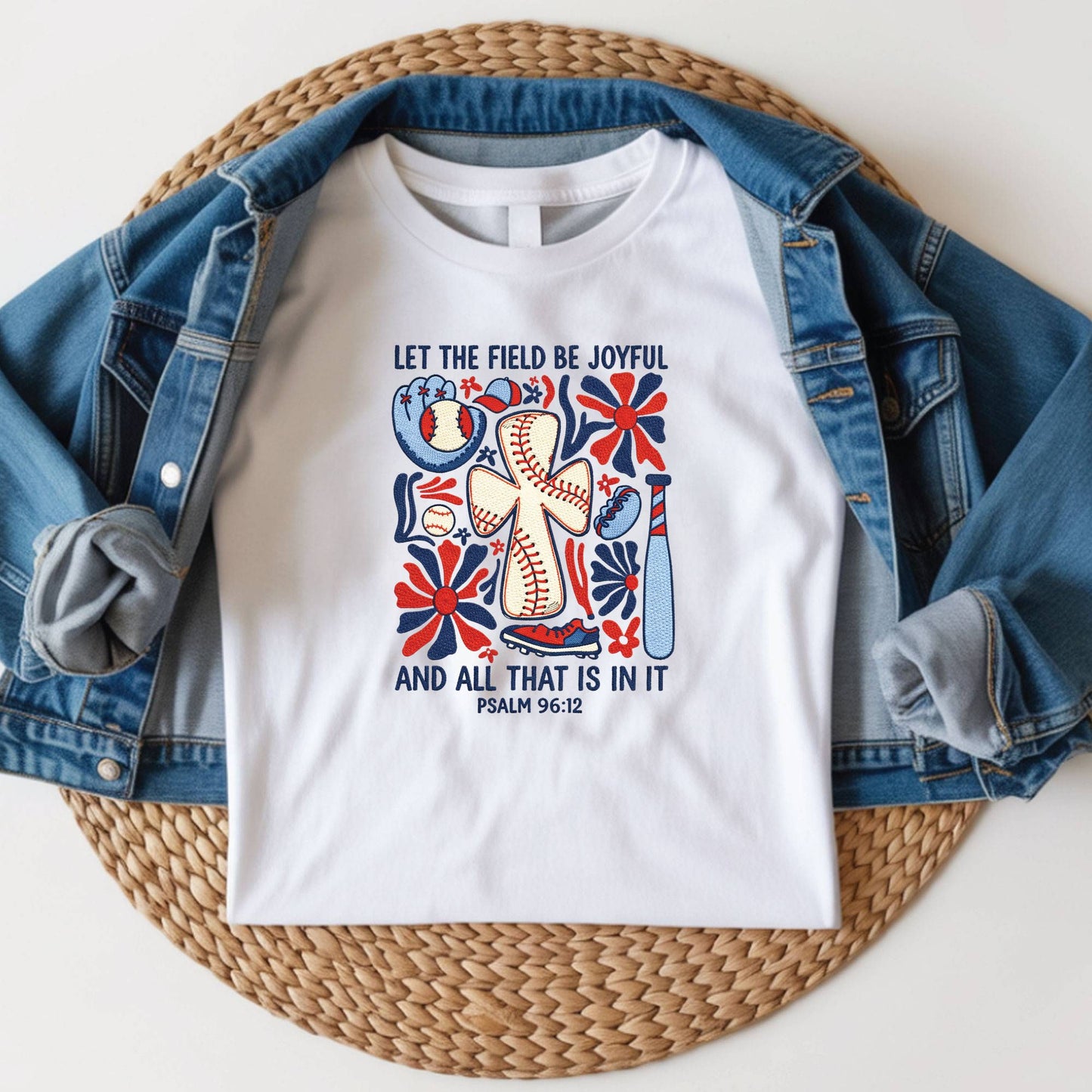 Baseball Cross Psalm 96:12 Youth Shirts Let The Field Be Joyful Sweatshirt