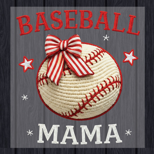 Baseball Mama DTF Transfer ready to Press Faux Yarn Baseball Mom Heat Transfer for Shirts Mommy UV Sticker Prints Iron on Transfer