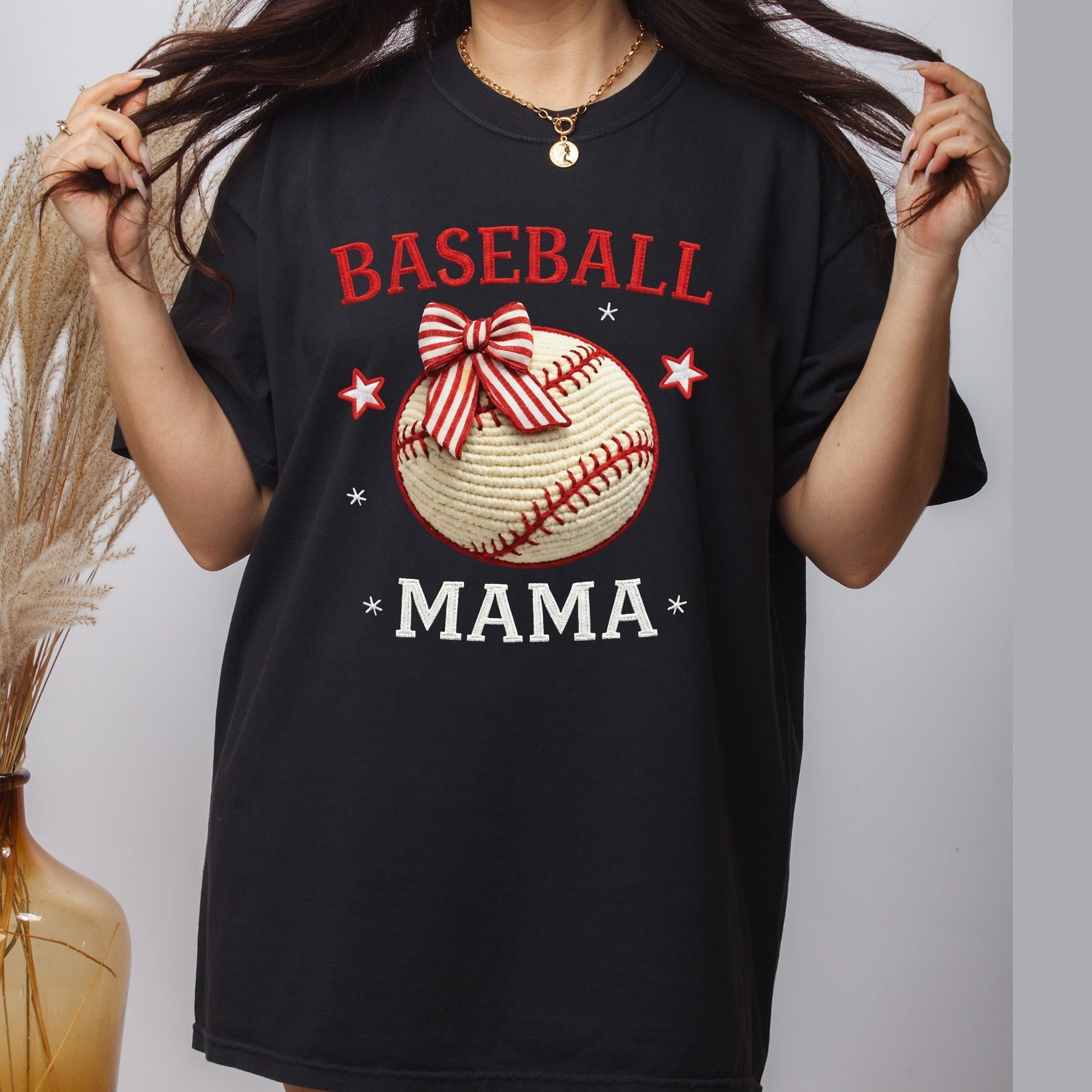 Baseball Mama DTF Transfer ready to Press Faux Yarn Baseball Mom Heat Transfer for Shirts Mommy UV Sticker Prints Iron on Transfer