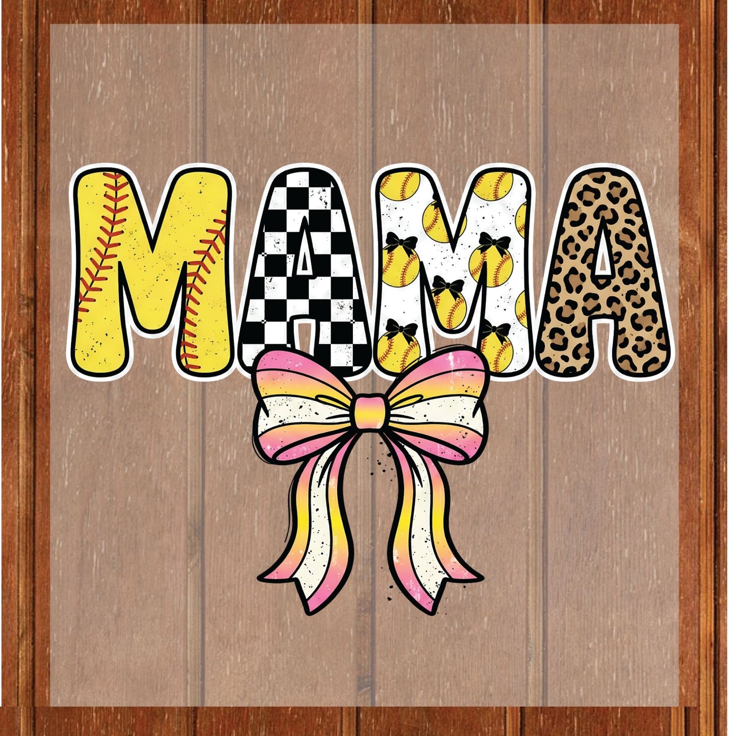 Baseball Mom DTF Transfer ready to Press Baseball Mama Bow Heat Transfer for Shirts Sports Mommy UV Sticker Prints Iron on Transfer
