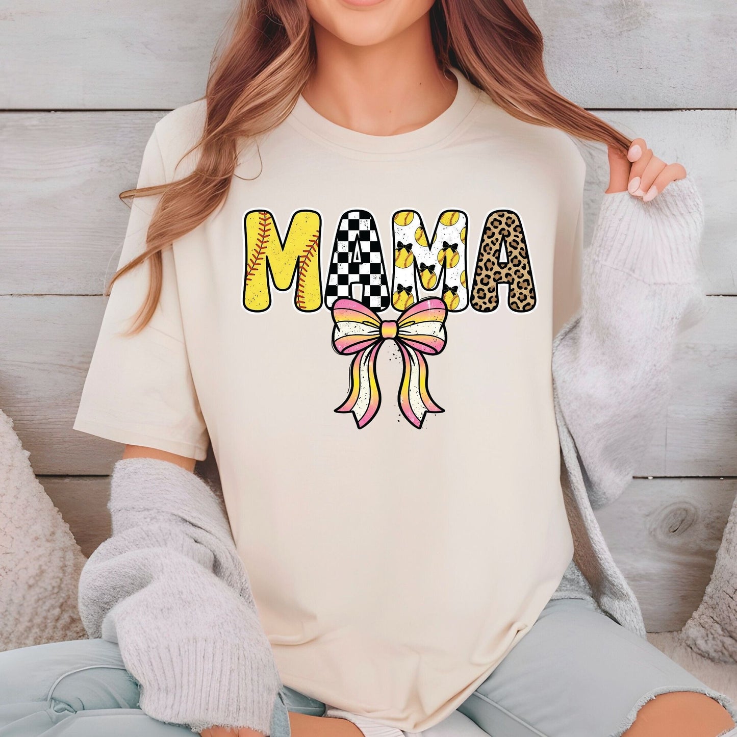 Baseball Mom DTF Transfer ready to Press Baseball Mama Bow Heat Transfer for Shirts Sports Mommy UV Sticker Prints Iron on Transfer