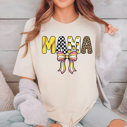 Baseball Mom DTF Transfer ready to Press Baseball Mama Bow Heat Transfer for Shirts Sports Mommy UV Sticker Prints Iron on Transfer