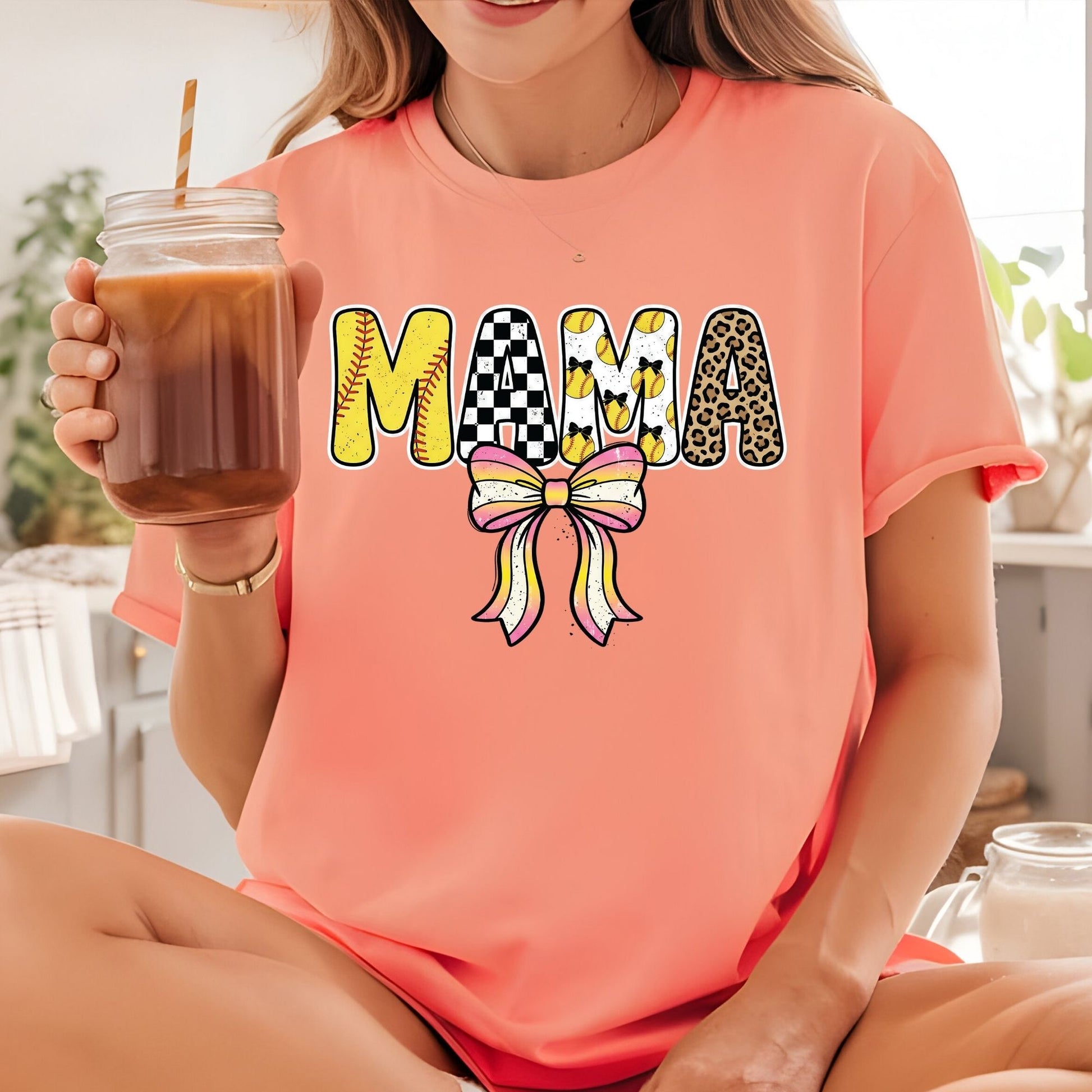 Baseball Mom DTF Transfer ready to Press Baseball Mama Bow Heat Transfer for Shirts Sports Mommy UV Sticker Prints Iron on Transfer