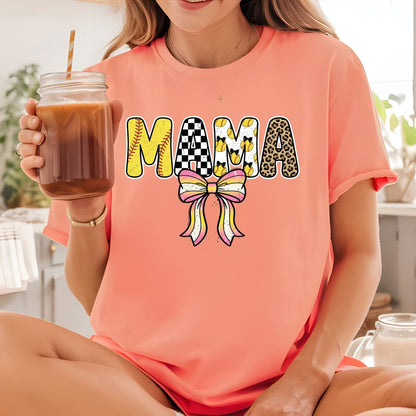 Baseball Mom DTF Transfer ready to Press Baseball Mama Bow Heat Transfer for Shirts Sports Mommy UV Sticker Prints Iron on Transfer