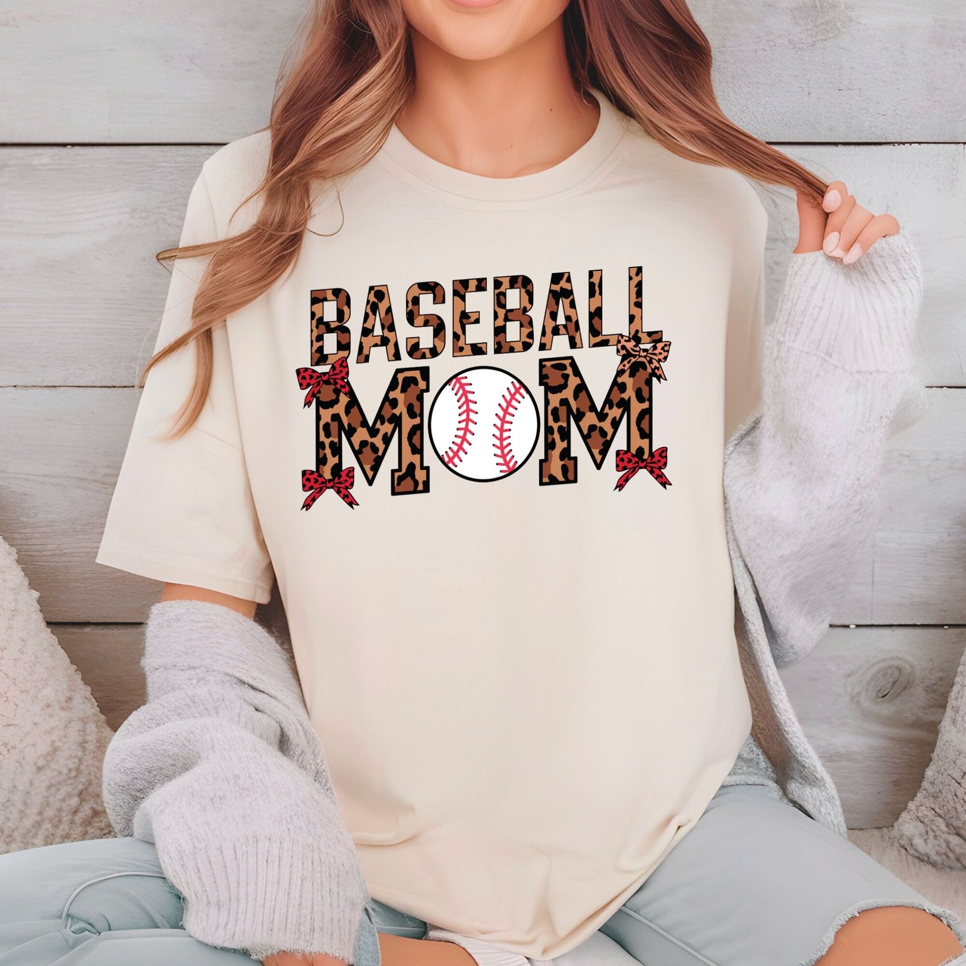 Baseball Mom DTF Transfer ready to Press Retro Leopard Pattern Mama Heat Transfer for Shirts Mommy UV Sticker Prints Iron on Transfer