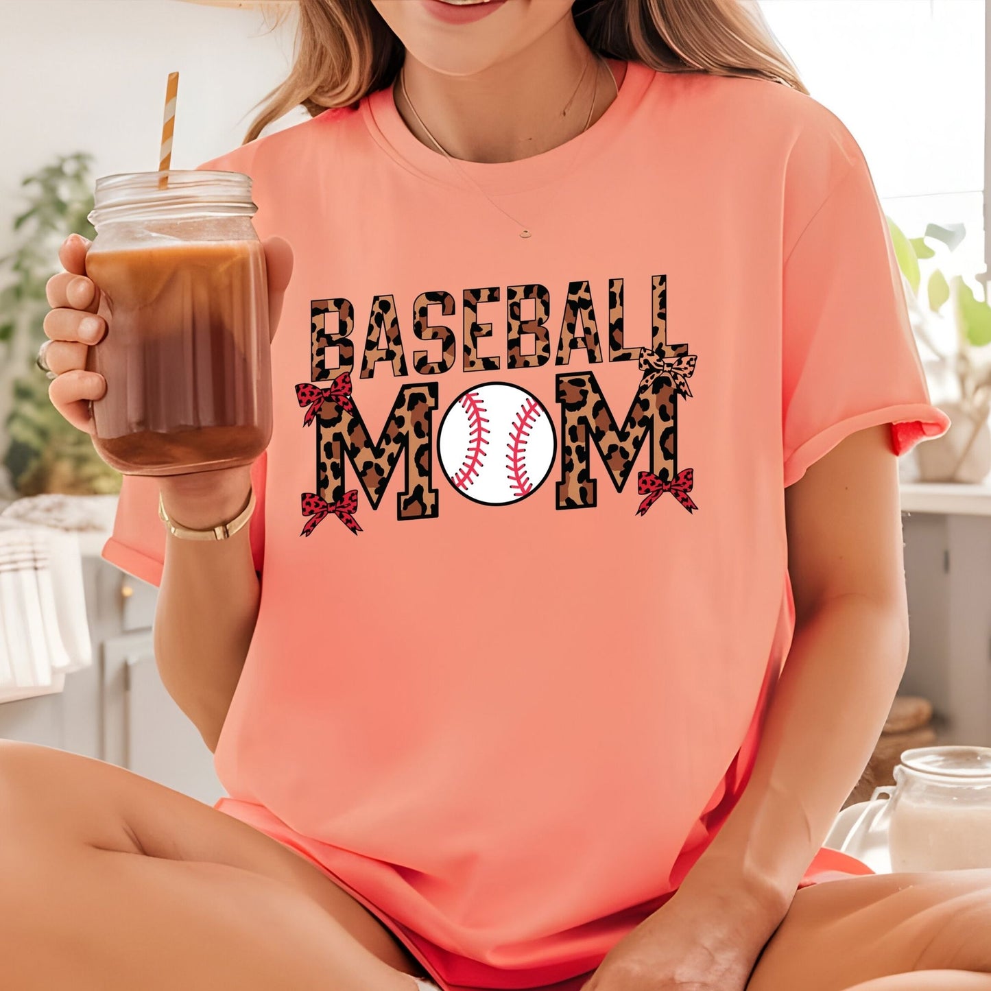 Baseball Mom DTF Transfer ready to Press Retro Leopard Pattern Mama Heat Transfer for Shirts Mommy UV Sticker Prints Iron on Transfer