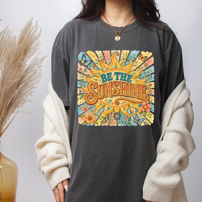 Be The Sunshine Retro Sun DTF Transfer Ready to Press Summer Vibes UV DTF Sticker Inspirational Butterfly Heat Transfer for Shirts