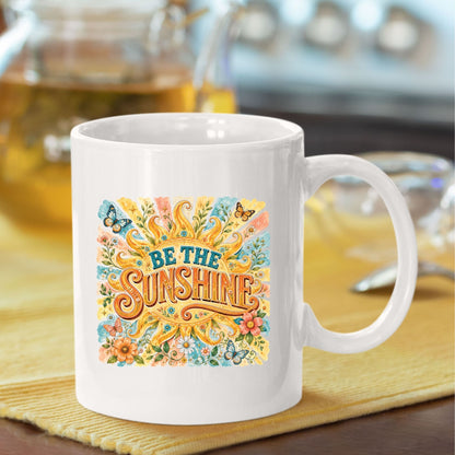 Be The Sunshine Retro Sun DTF Transfer Ready to Press Summer Vibes UV DTF Sticker Inspirational Butterfly Heat Transfer for Shirts