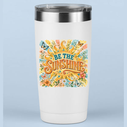 Be The Sunshine Retro Sun DTF Transfer Ready to Press Summer Vibes UV DTF Sticker Inspirational Butterfly Heat Transfer for Shirts