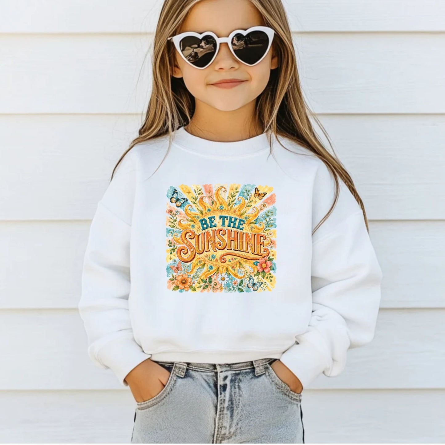 Be The Sunshine Retro Sun DTF Transfer Ready to Press Summer Vibes UV DTF Sticker Inspirational Butterfly Heat Transfer for Shirts