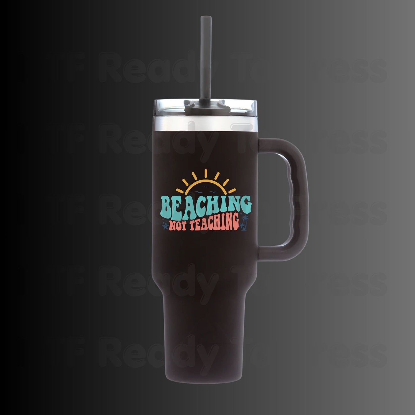 Beaching Not Teaching Retro Summer Vacation DTF Transfer Ready to Press Palm Tree Teacher Life Heat Transfer for Shirts UV Sticker Prints