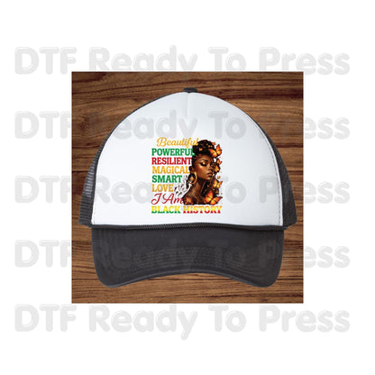 Beautiful Powerful Resilient I Am Black History DTF Transfer Ready to Press Melanin Queen Butterflies Heat Transfer for Shirts UV Sticker