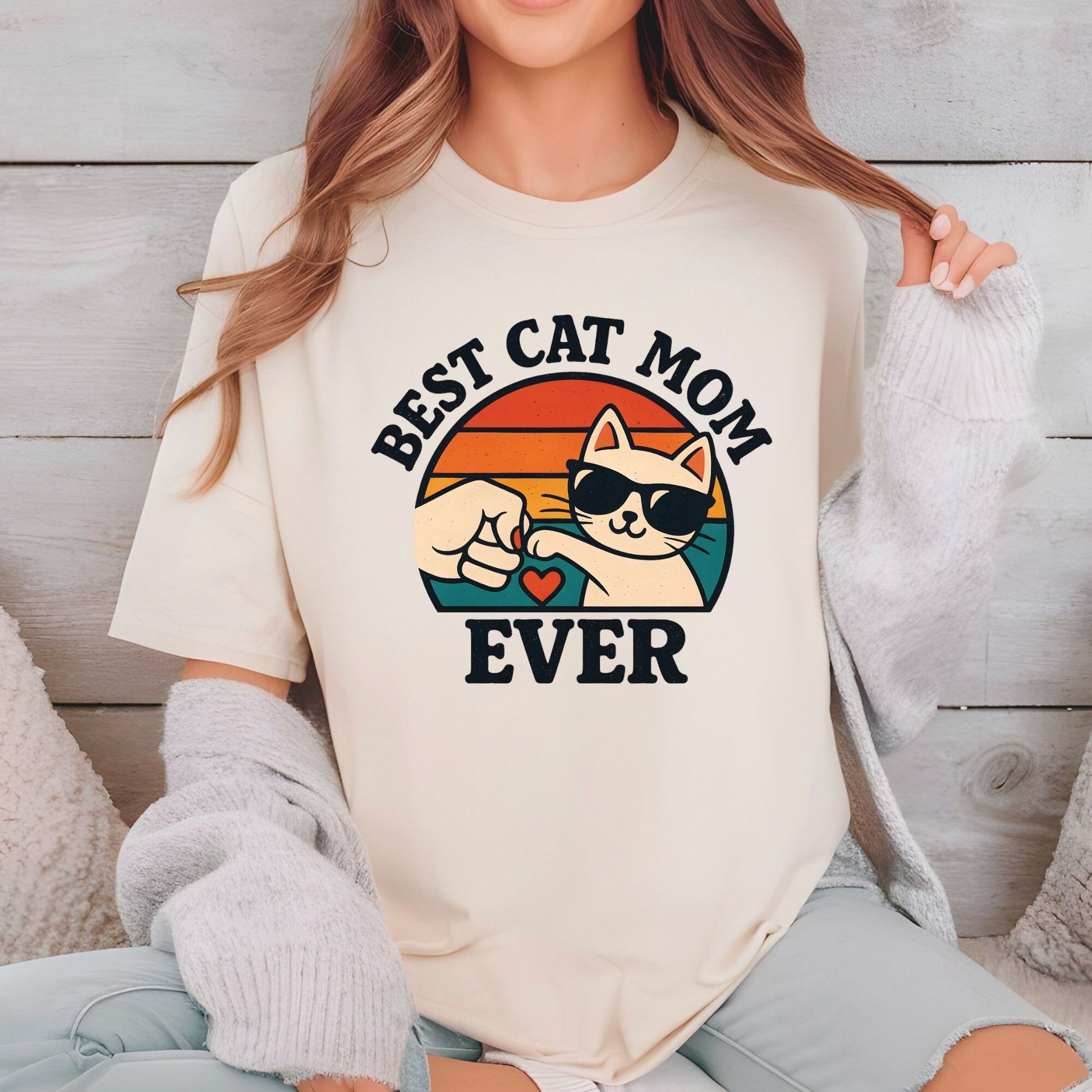 Best Cat Mom Ever DTF Transfer ready to Press Mother's Day Animal Heat Transfer for Shirts Pet Lover UV Sticker Prints Iron on Transfer