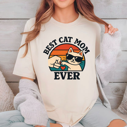 Best Cat Mom Ever DTF Transfer ready to Press Mother's Day Animal Heat Transfer for Shirts Pet Lover UV Sticker Prints Iron on Transfer