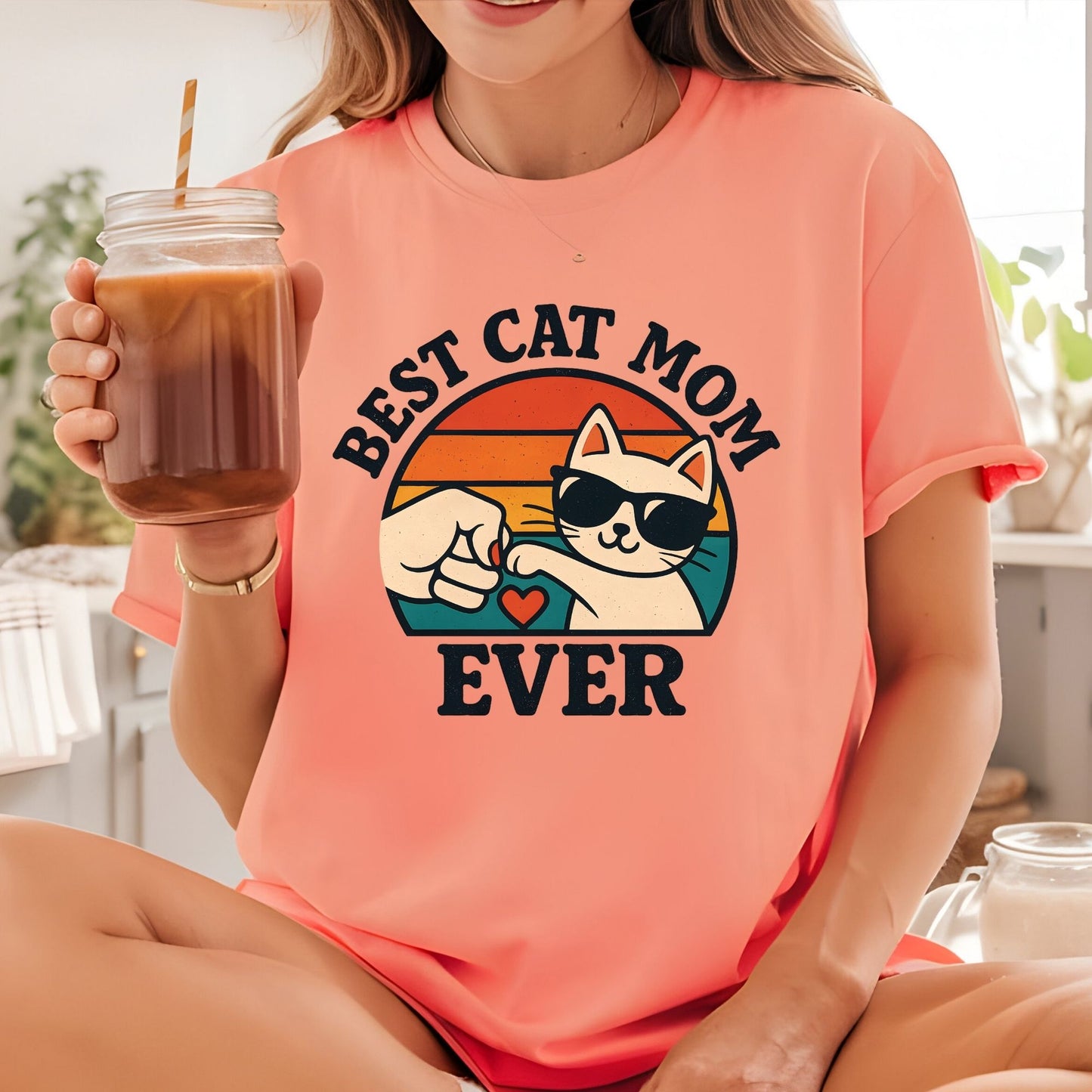 Best Cat Mom Ever DTF Transfer ready to Press Mother's Day Animal Heat Transfer for Shirts Pet Lover UV Sticker Prints Iron on Transfer