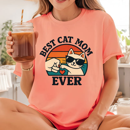 Best Cat Mom Ever DTF Transfer ready to Press Mother's Day Animal Heat Transfer for Shirts Pet Lover UV Sticker Prints Iron on Transfer