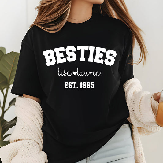 Besties Sweatshirt, Personalized Best Friends Shirts, Best Bitches Friends Sweater, Custom Besties Name Tee Shirt