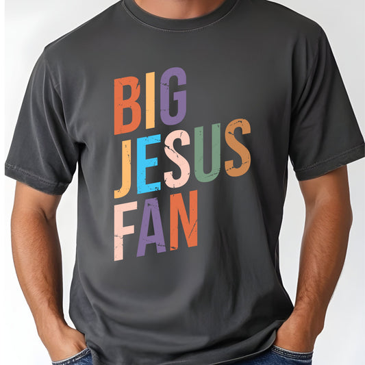 Big Jesus Fan Comfort Colors T Shirt Christian Faith Sweatshirt Religious Apparel Tees Retro Bible Verse Gift Shirts