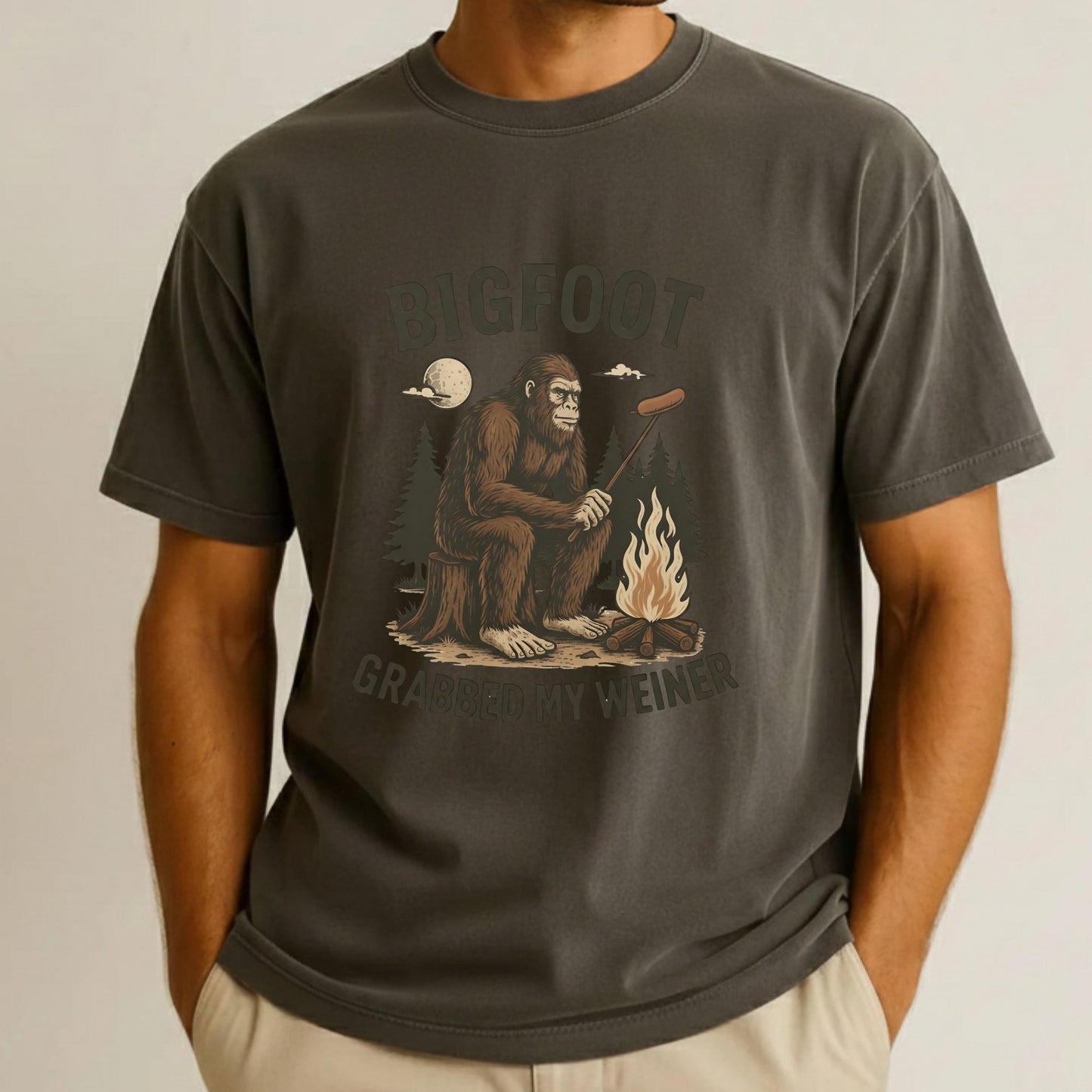 Bigfoot Grabbed My Weiner Comfort Colors T Shirts Campfire Sasquatch Sweatshirt National Forests Appalachia Sweater