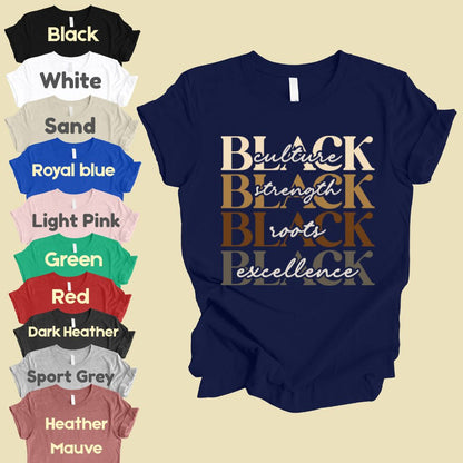 Black Excellence Comfort Colors® T Shirts Culture Strength Roots Tee Black History Month Juneteenth Shirt For Men Women Kids Youth