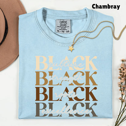 Black Excellence Comfort Colors® T Shirts Culture Strength Roots Tee Black History Month Juneteenth Shirt For Men Women Kids Youth