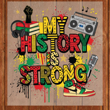 Black history Month DTF Transfer Ready to Press My History is Strong Heat Transfer For Shirts Juneteenth Inspired UV Sticker Prints