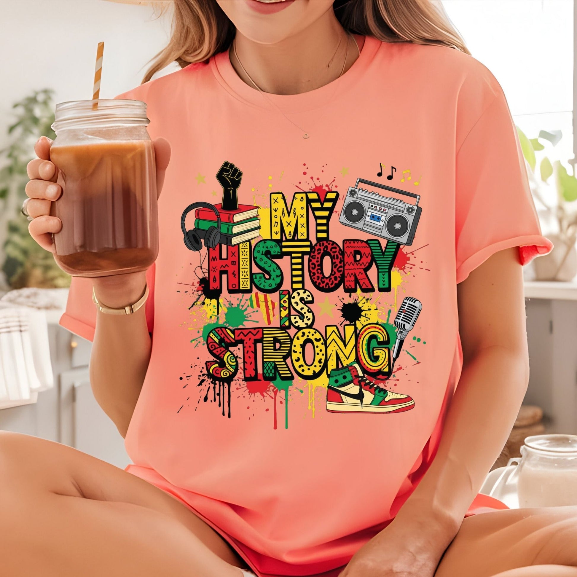 Black history Month DTF Transfer Ready to Press My History is Strong Heat Transfer For Shirts Juneteenth Inspired UV Sticker Prints
