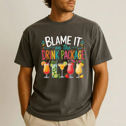 Blame It On The Drink Package Retro Cruise DTF Transfer Ready to Press Cruise Vacation UV DTF Sticker Tropical Cocktails & Margarita Heat Transfer for Shirts