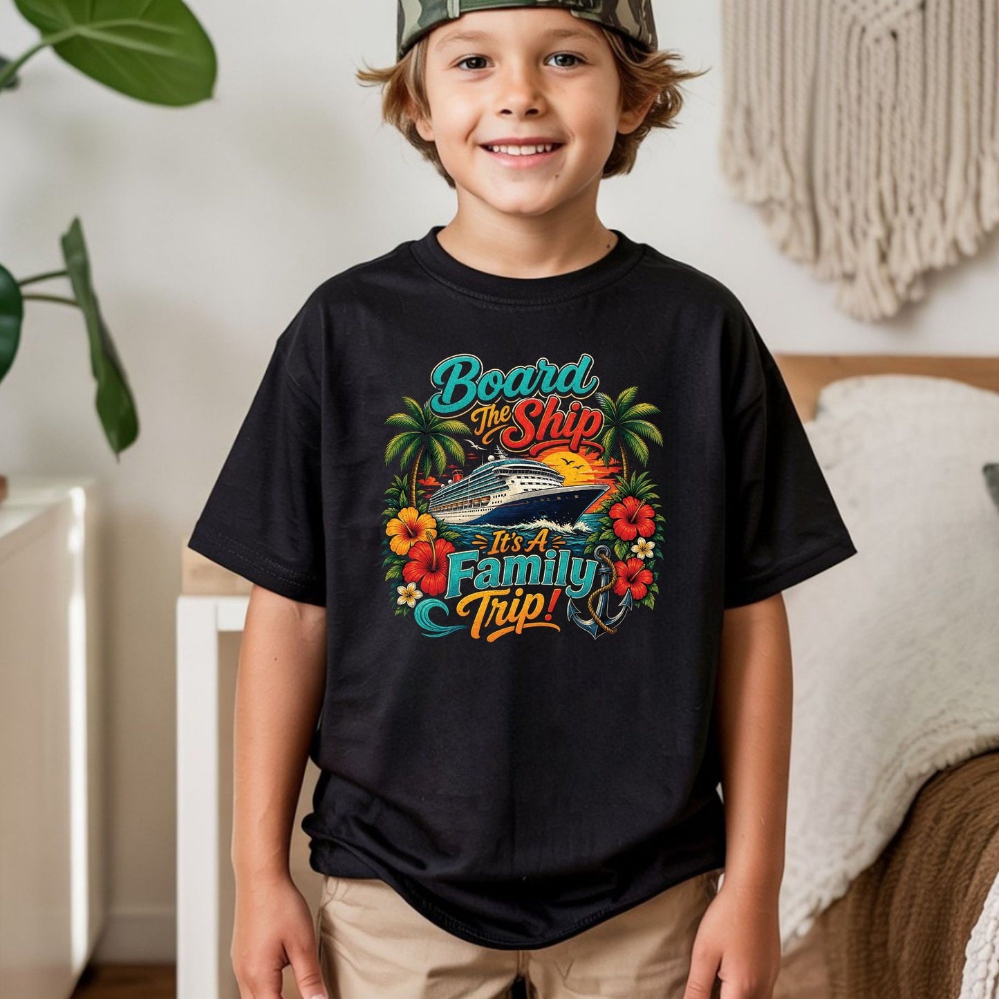 Board The Ship It's A Family Trip Retro Cruise DTF Transfer Ready to Press Family Vacation UV DTF Sticker Ocean Liner & Hibiscus Heat Transfer for Shirts
