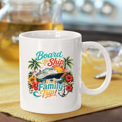 Board The Ship It's A Family Trip Retro Cruise DTF Transfer Ready to Press Family Vacation UV DTF Sticker Ocean Liner & Hibiscus Heat Transfer for Shirts
