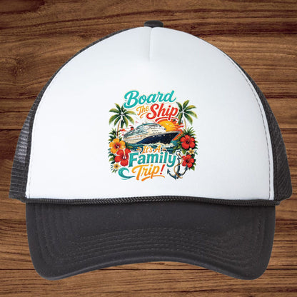 Board The Ship It's A Family Trip Retro Cruise DTF Transfer Ready to Press Family Vacation UV DTF Sticker Ocean Liner & Hibiscus Heat Transfer for Shirts