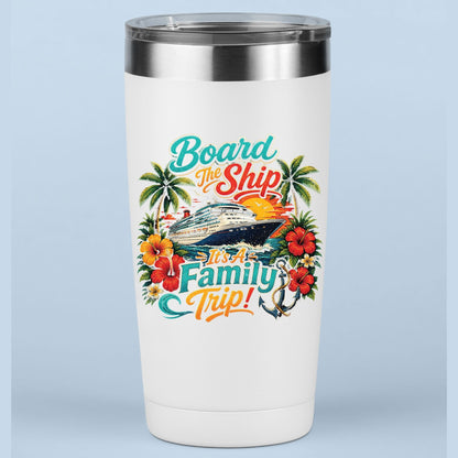 Board The Ship It's A Family Trip Retro Cruise DTF Transfer Ready to Press Family Vacation UV DTF Sticker Ocean Liner & Hibiscus Heat Transfer for Shirts