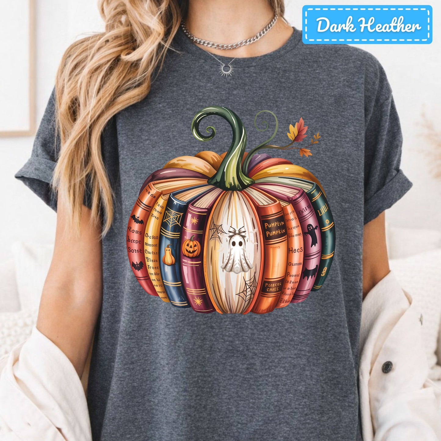 Bookish Pumpkin Ghost T-Shirt, Autumn Books Sweatshirt, Reader Tee