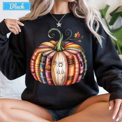 Bookish Pumpkin Ghost T-Shirt, Autumn Books Sweatshirt, Reader Tee