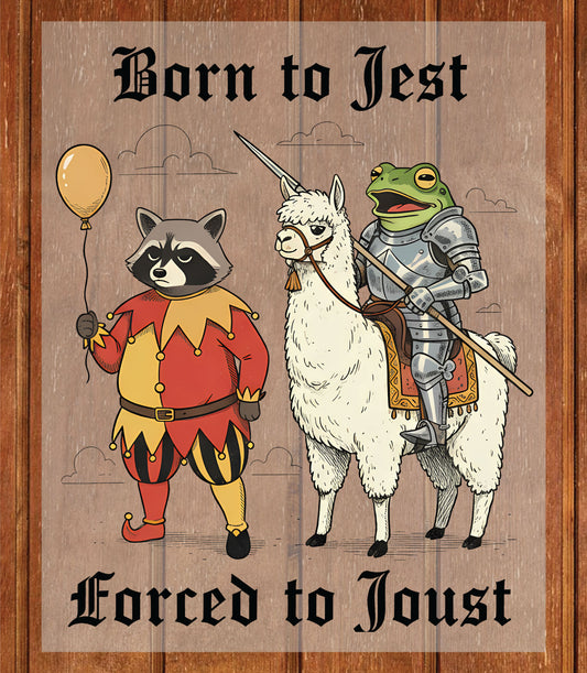 Born to Jest Forced to Joust DTF Transfer Ready to Press, Funny Medieval Meme Heat Transfer For Shirt, Sarcastic Humor UV Sticker Prints
