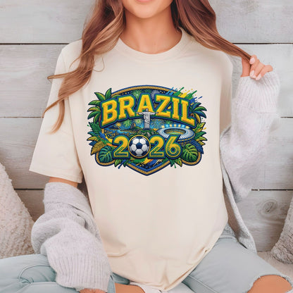 Brazil World Cup 2026 DTF Transfer Ready to Press Christ the Redeemer Soccer Heat Transfer For Shirts Football Supporter UV Sticker Prints