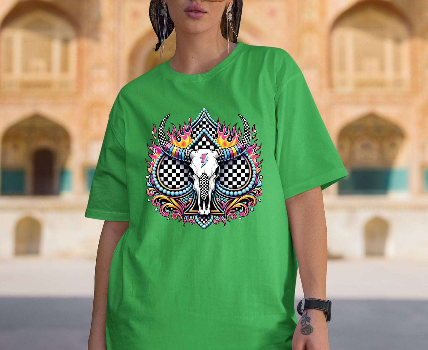 Bull Skull T Shirt Adult Youth Toddler Baby Western Graphic Tee Checkerboard Pink Flame Lightning Bolt Cow Skull Retro Rodeo Boho Country Gift
