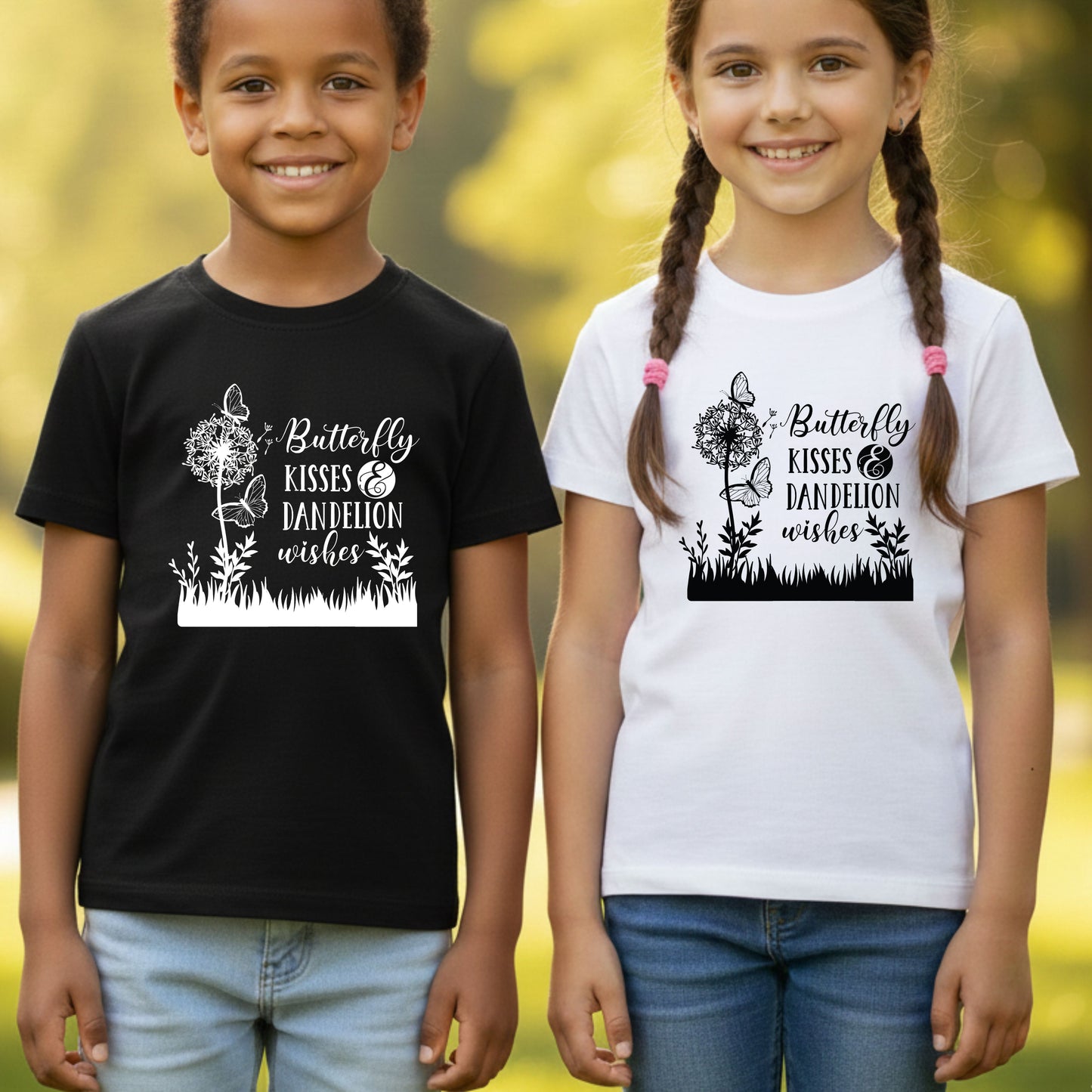 Butterfly Kisses And Dandelion Wishes Comfort Colors T Shirt