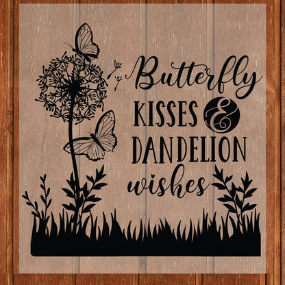 Butterfly Kisses Dandelion Wishes DTF Transfer Ready to Press Floral Garden Nature Gift Inspirational Quote UV Sticker Prints