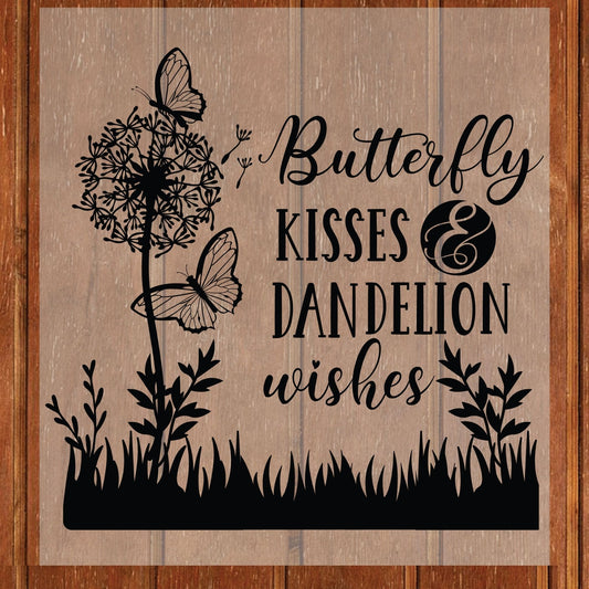 Butterfly Kisses Dandelion Wishes DTF Transfer Ready to Press Floral Garden Nature Gift Inspirational Quote UV Sticker Prints