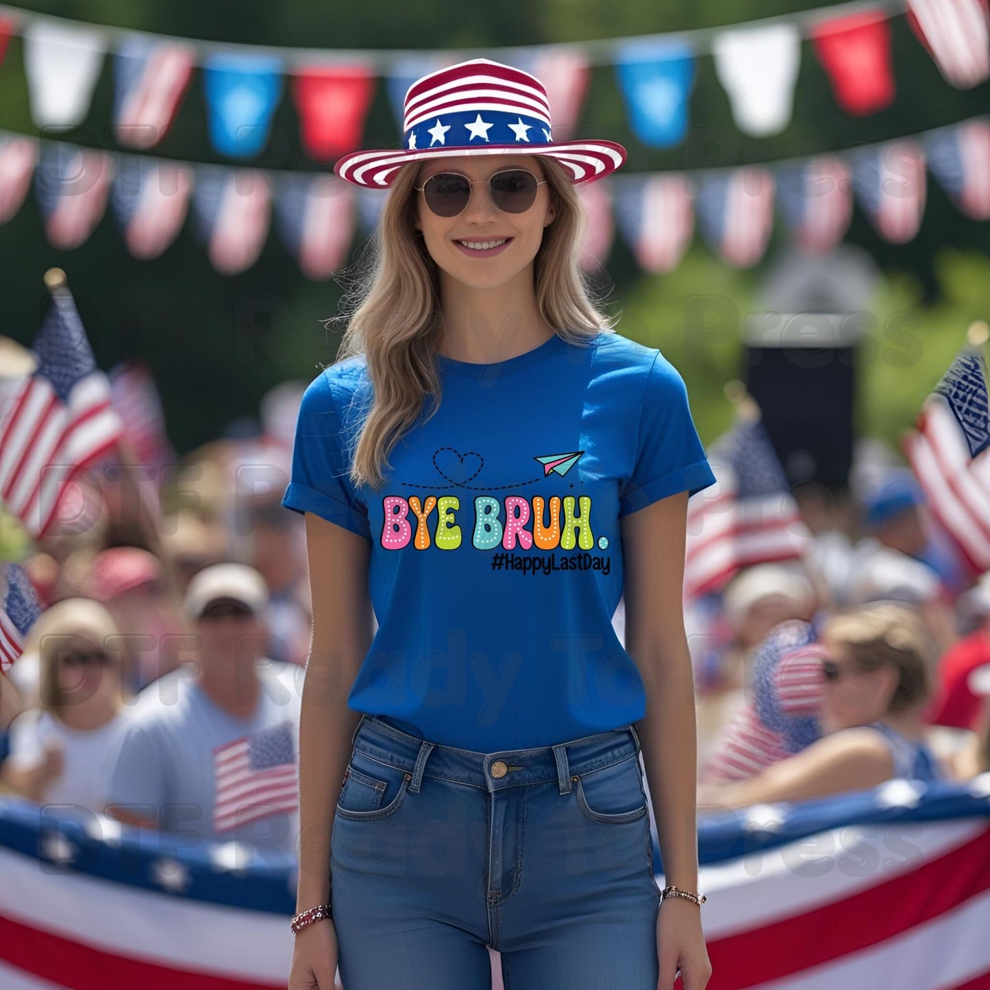 Bye Bruh Happy Last Day School DTF Transfer Ready to Press Retro Teacher Student Graduation Heat Transfer for Shirts UV Sticker Prints