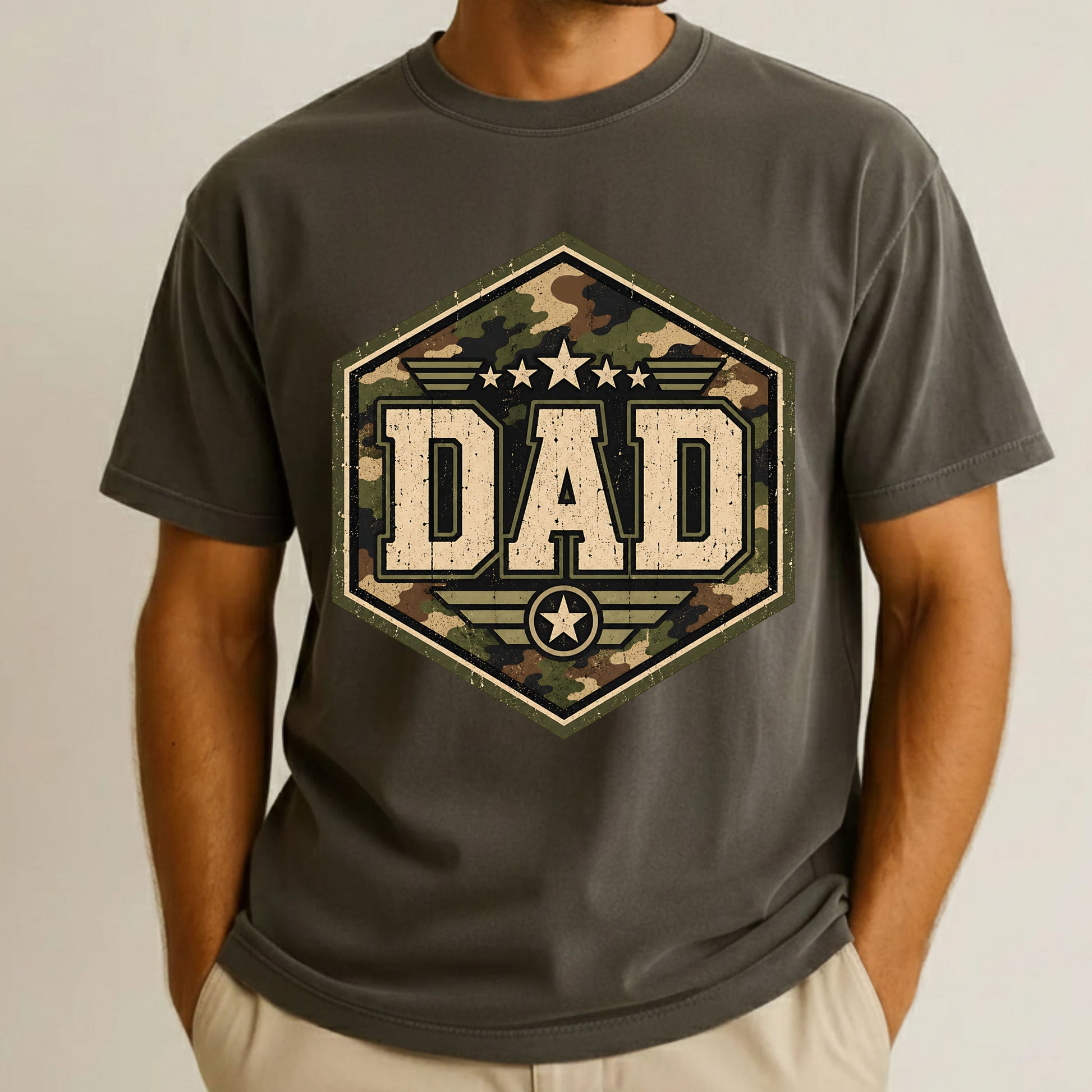 Camo Dad Comfort Colors T Shirt Military Style Father’s Day Gift Camouflage Veteran Apparel Patriotic Men’s Tee Rugged Gameday Daddys Shirt