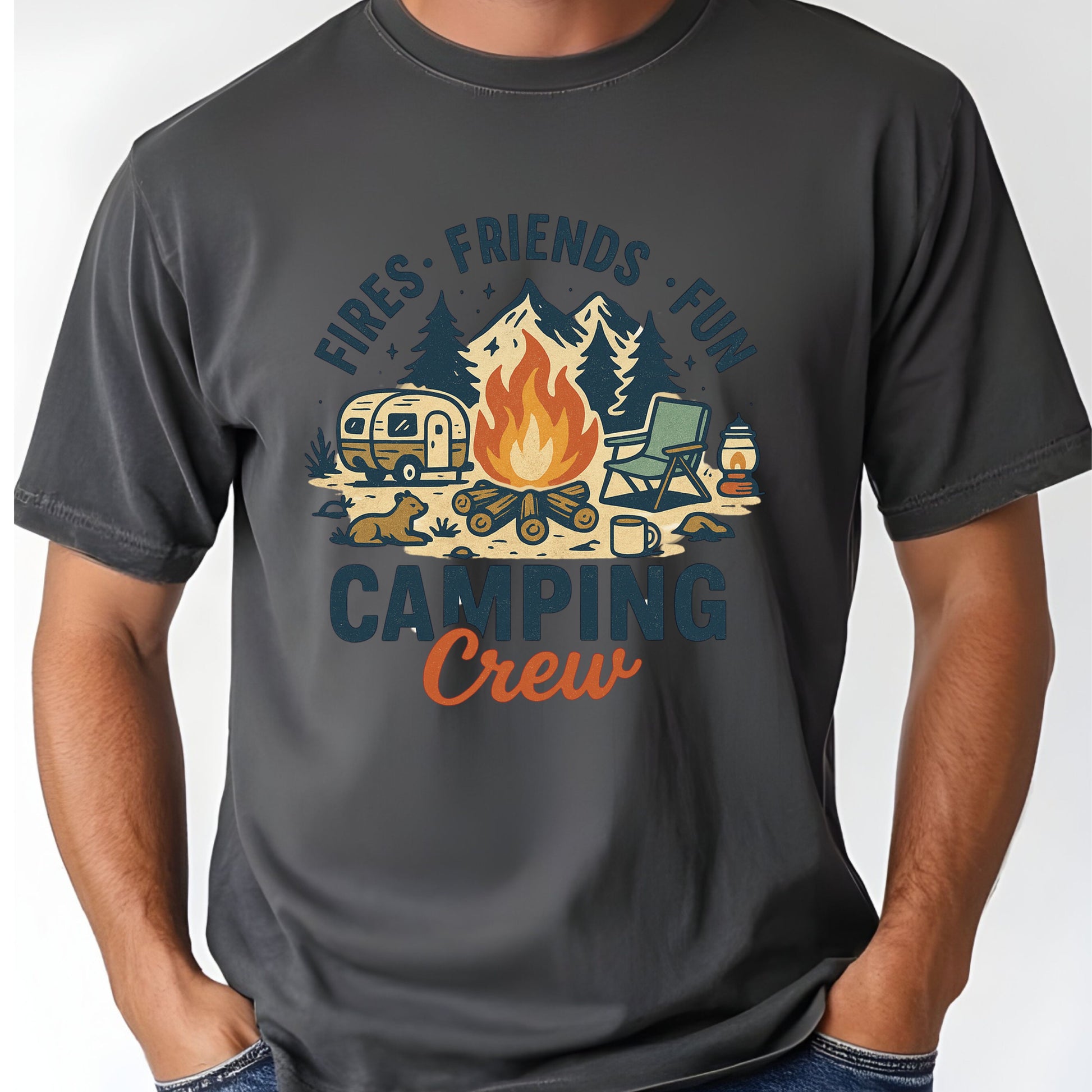 Camping Crew Comfort Colors T Shirt Fires Friends Fun Retro Camper Youth Tee Outdoor Adventure Children Sweatshirt Kids Apparel Hiking Gift