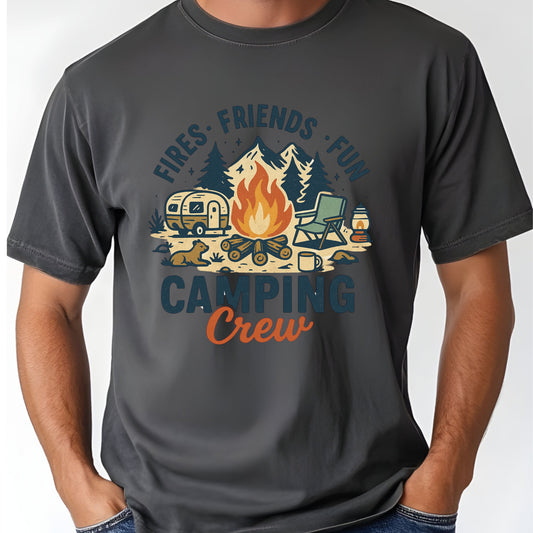 Camping Crew Comfort Colors T Shirt Fires Friends Fun Retro Camper Youth Tee Outdoor Adventure Children Sweatshirt Kids Apparel Hiking Gift