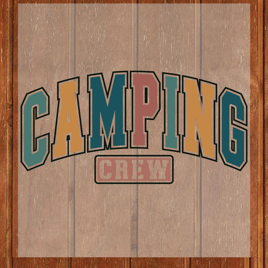 Camping Crew DTF Transfer Ready to Press Retro Camp Heat Transfer For Shirt Camper Group UV Sticker Prints Iron on Transfer